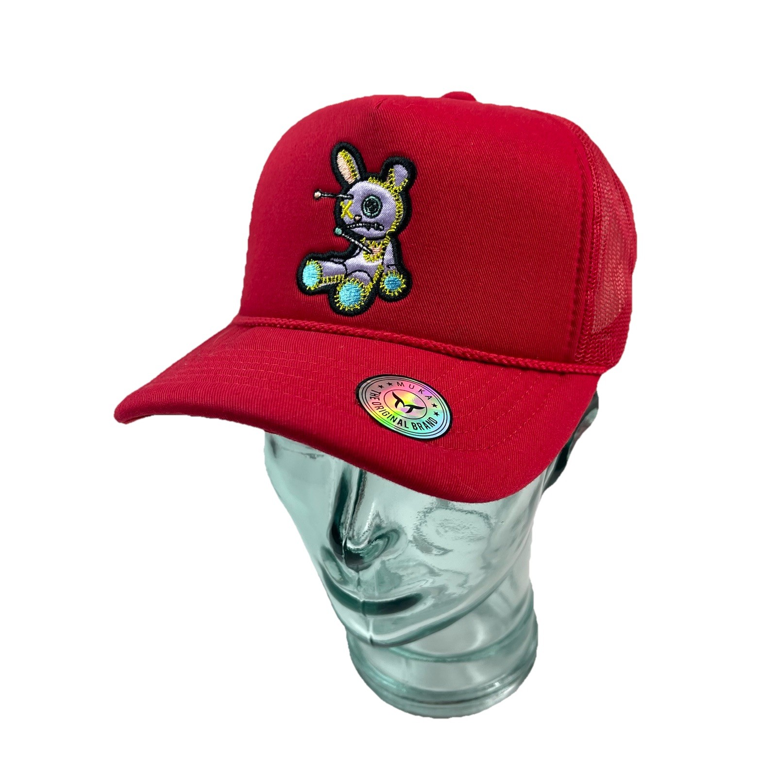 Muka Voodoo Bunny Red Mesh Trucker Snapback Baseball Hat Cap Adjustable