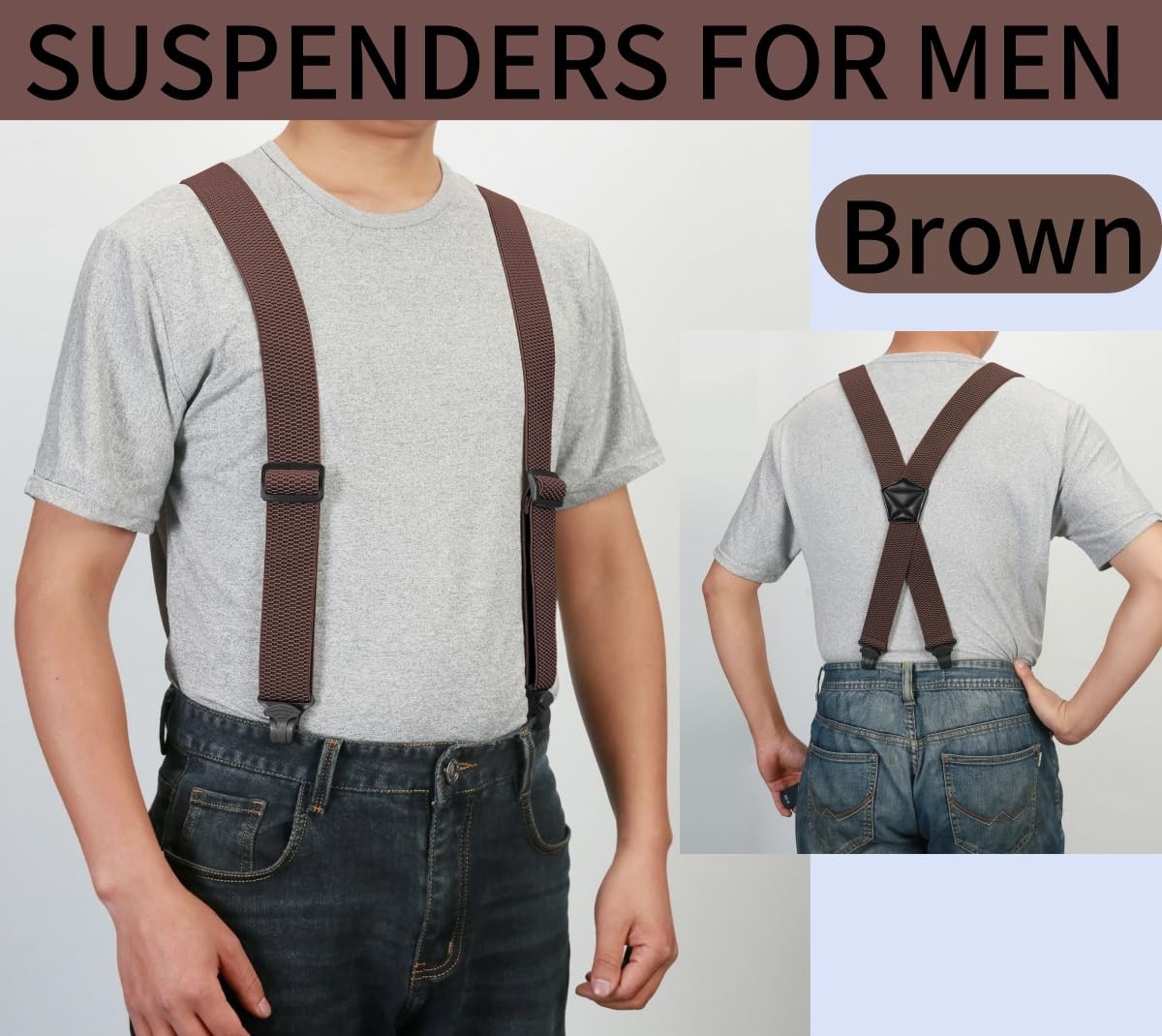 Heavy Duty Suspenders Men Hidden Plastic Clasp Braces Trousers Work Airport Frie