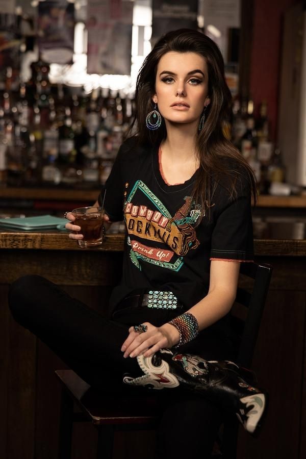 DOUBLE D RANCH Cowboy Cocktails Embroidered Top X Large