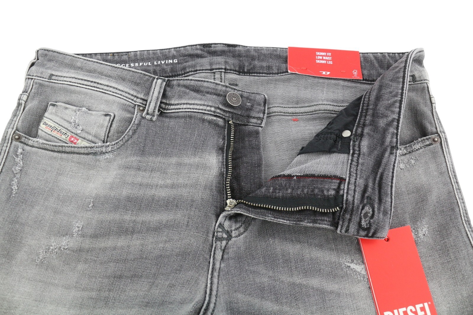 DIESEL 1979 Sleenker 09H70 Men Jeans W32/L32 Skinny Grey Distress Low RRP250 *