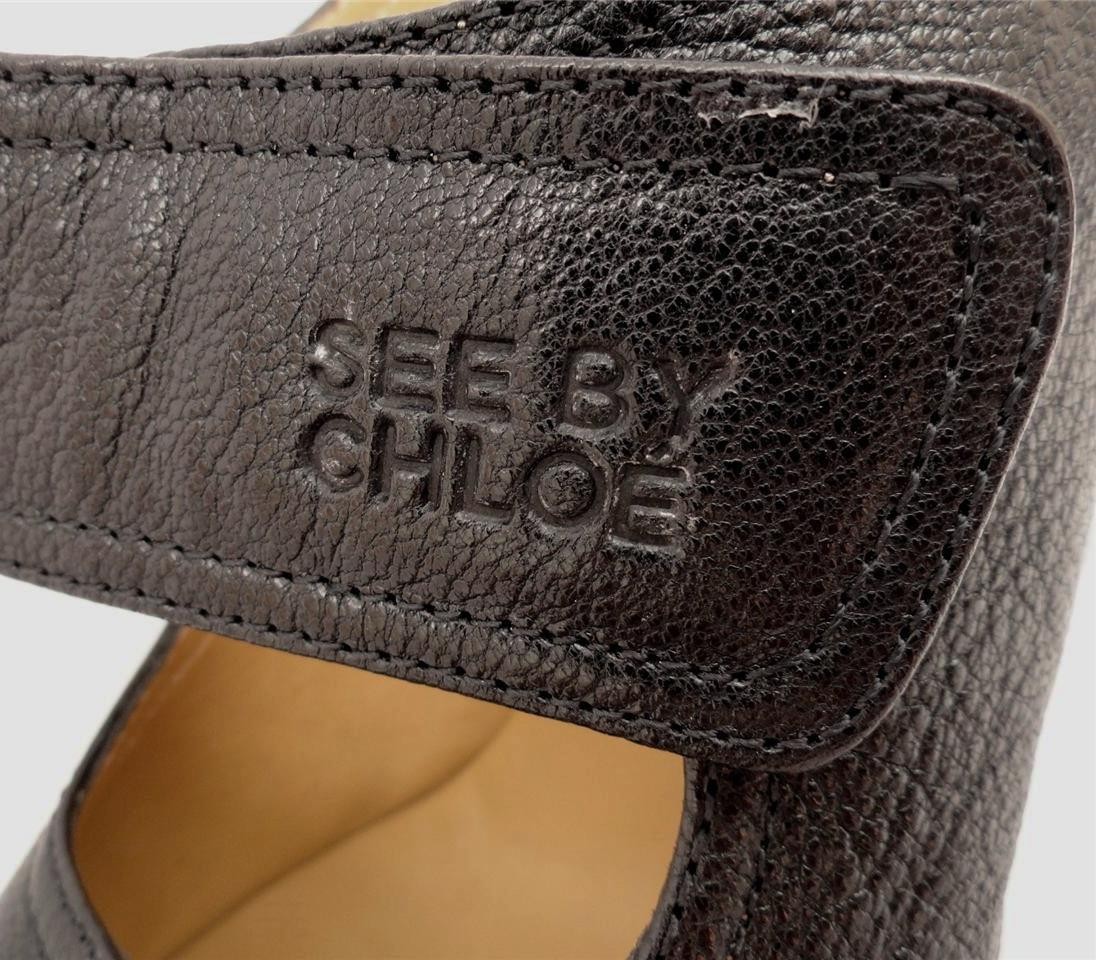 See by Chloe Black Leather Sandals Heels UK7 40 US10 new
