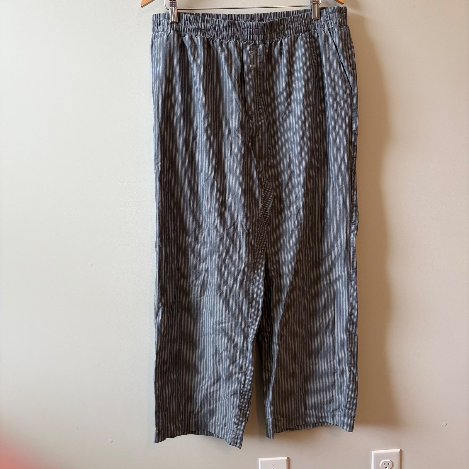 Cotton On Blue White Pinstripe Relaxed Straight Leg Cotton Pants Womens 12 US