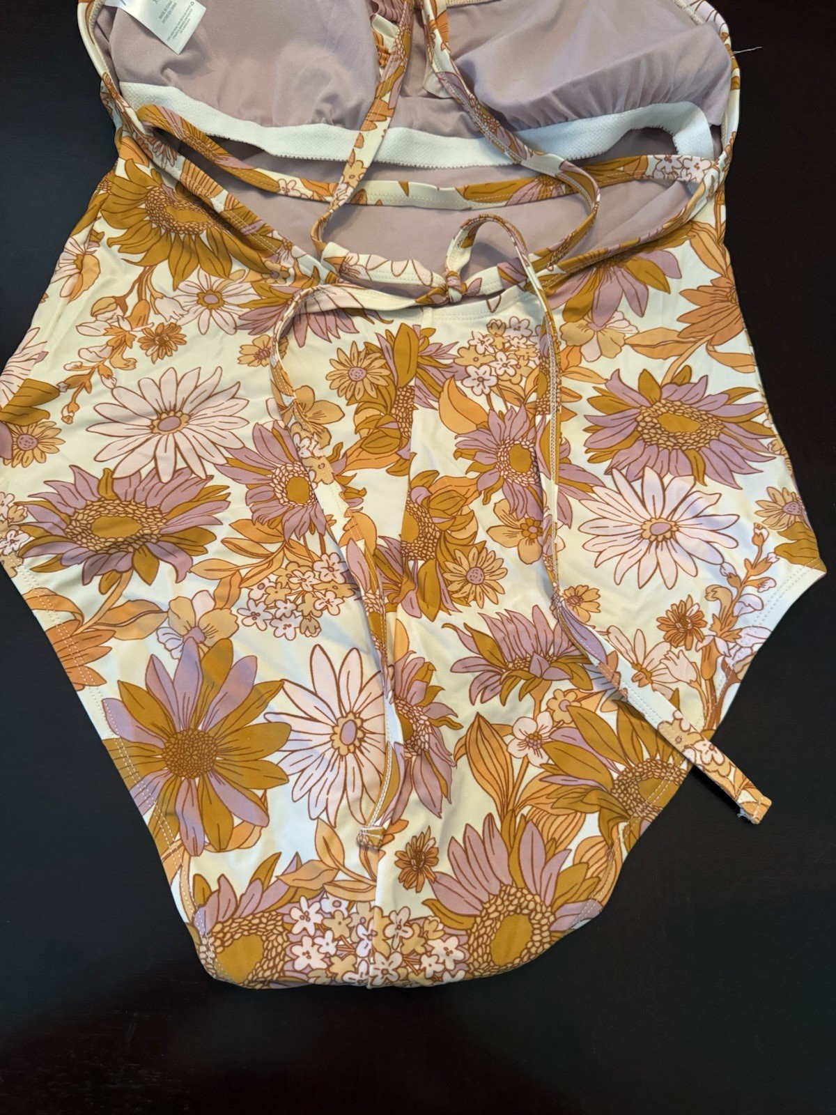 KONA SOL XL One Piece Swimsuit Ruffled Staps Sunflowers Daisy Orange And Mauve