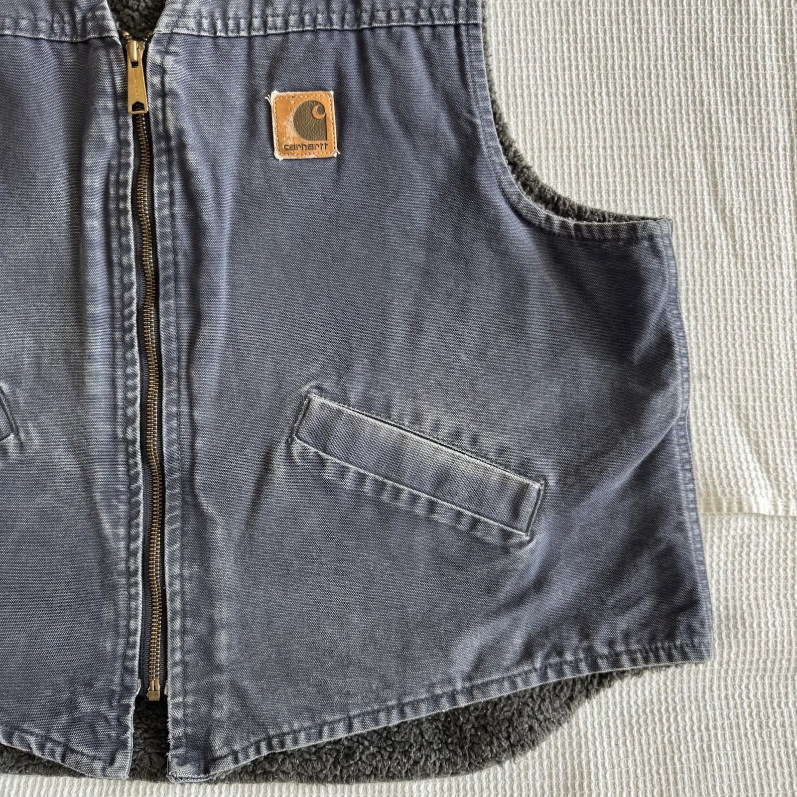Vintage Carhartt Sherpa Lined Vest Men’s Denim Blue Made In USA