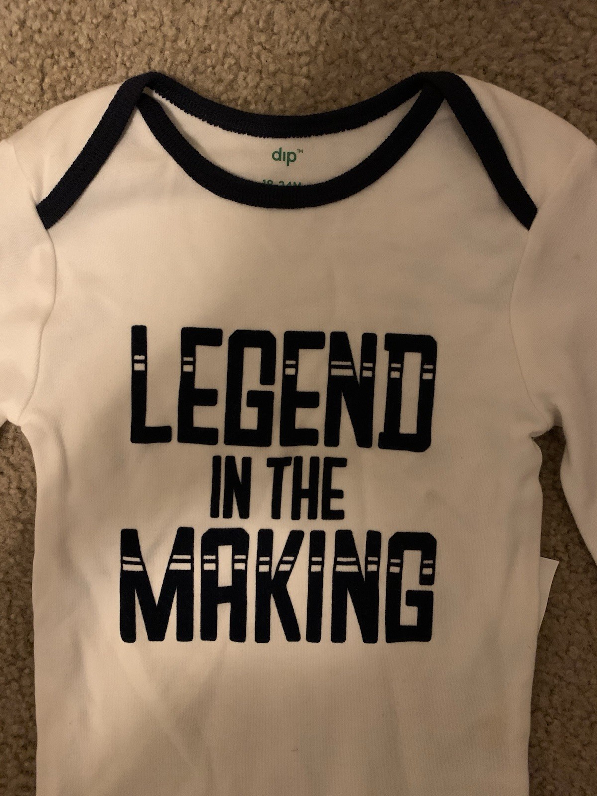 DIP 18-24M Cotton Long Sleeve Bodysuit White/Blue “Legend In The Making”