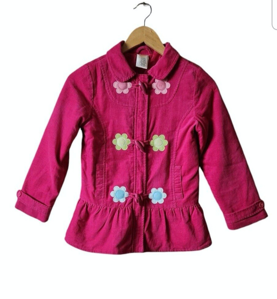 Gymboree bright pink floral toggle closure coat girl’s size M(7-8)