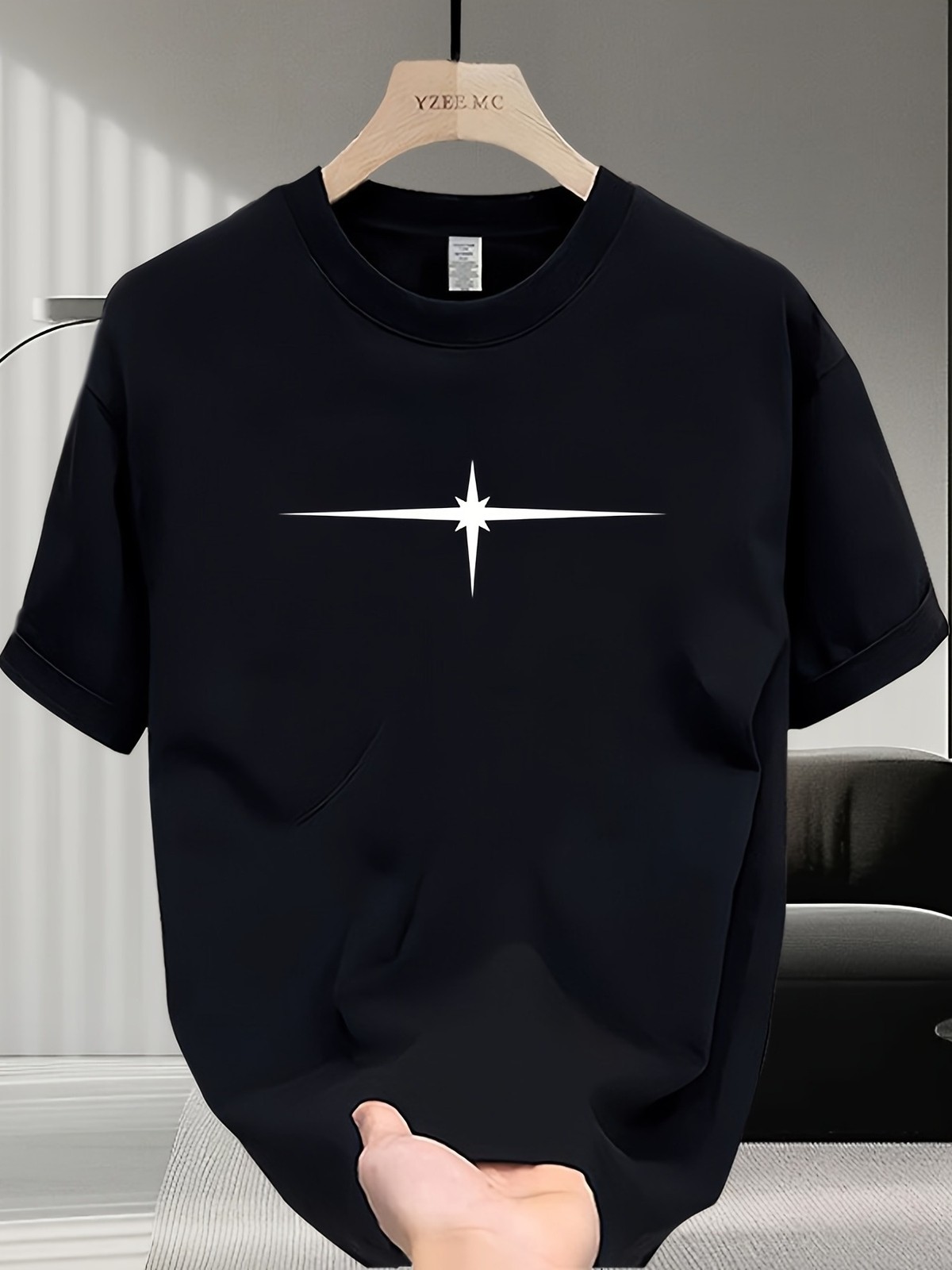 Men’s Star Graphic Tee Short Sleeve Casual Summer Cotton Crew Neck Top