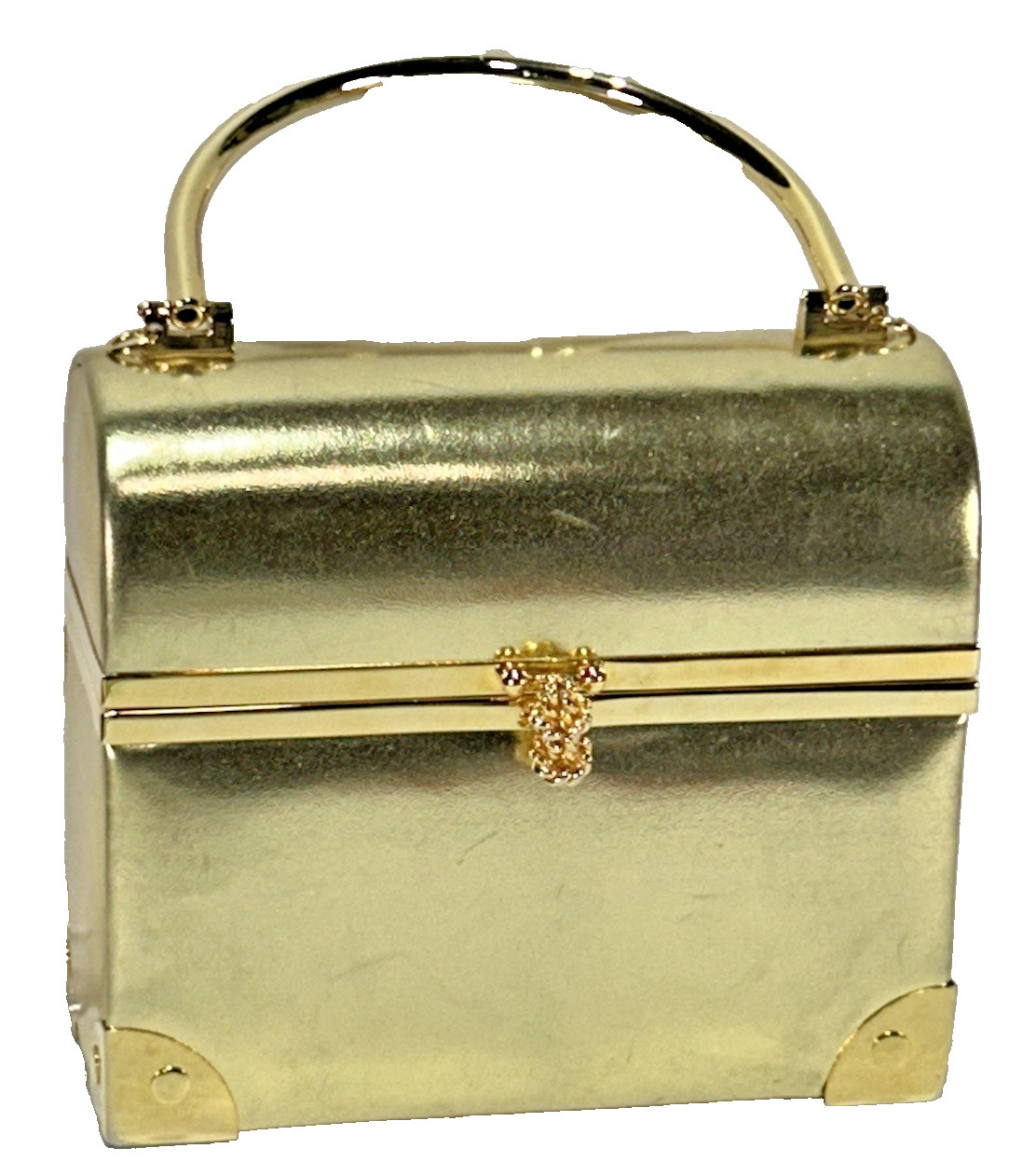 Vtg Lisette of NY Metallic Gold, Mini Trunk Purse, MCM, Regency Evening