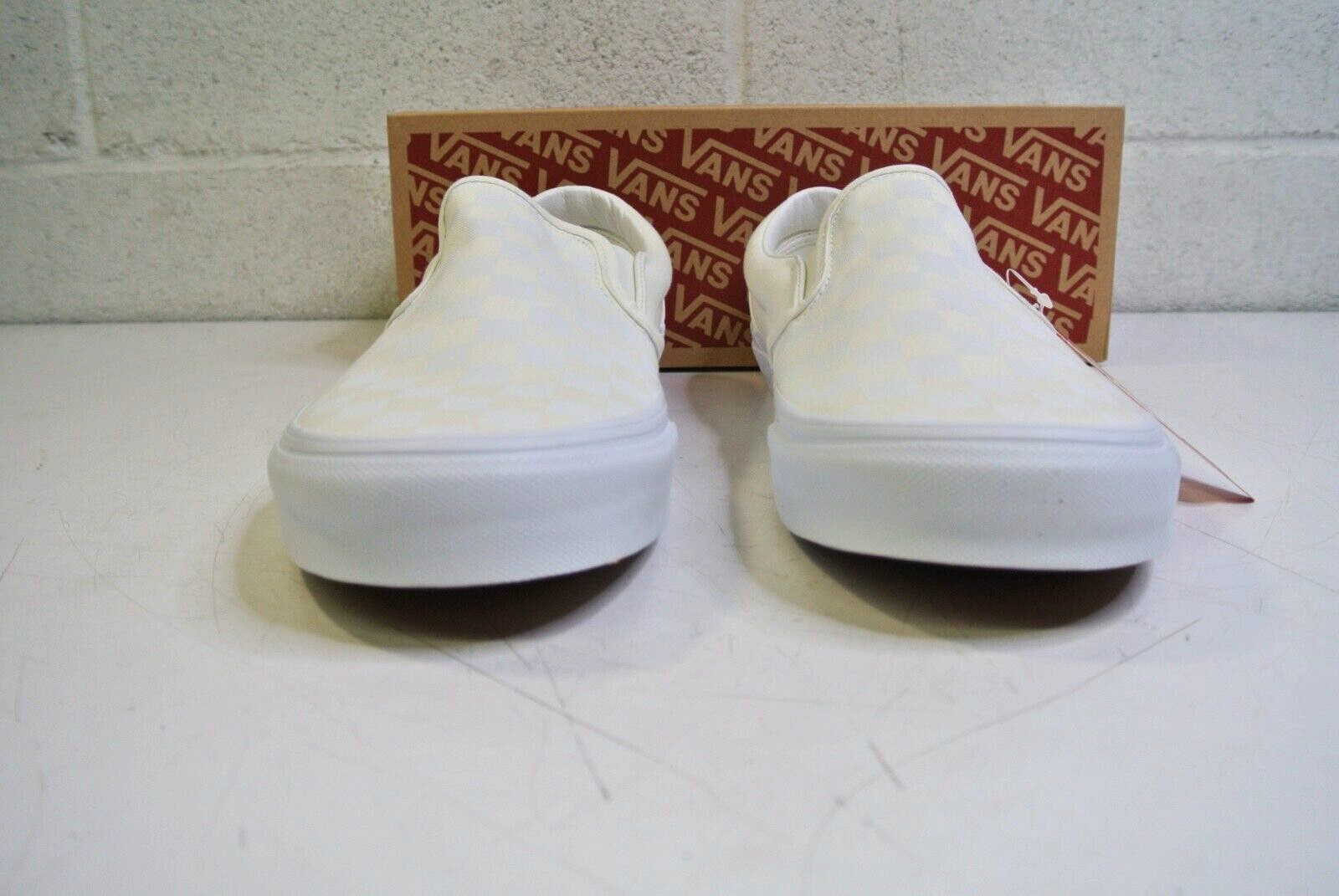 Vans VN000EYE Classic Slip On Cream Checkered Shoes Mens SZ 6, Ladies SZ 7.5