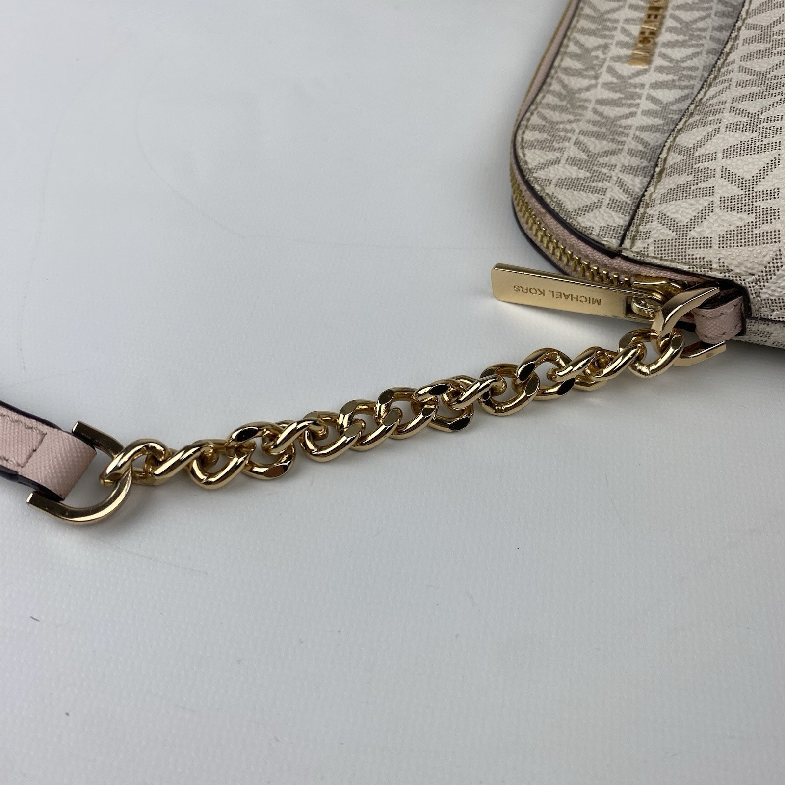 Michael Kors Mercer Logo and Leather Accordion Crossbody Bag Pink Medium