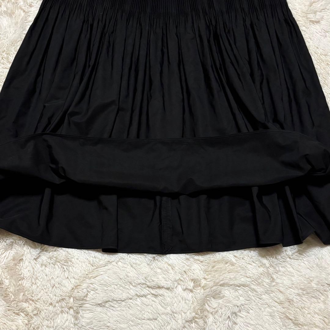 KALLMEYER L’Appartement Pleated Long Skirt 36 Black Glossy Satin Elastic Maxi