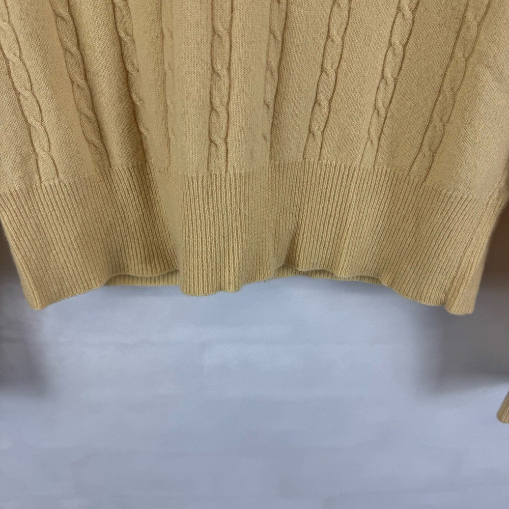 Saks Fifth Avenue 100% Cashmere Cable Knit Sweater Yellow Women’s Size L