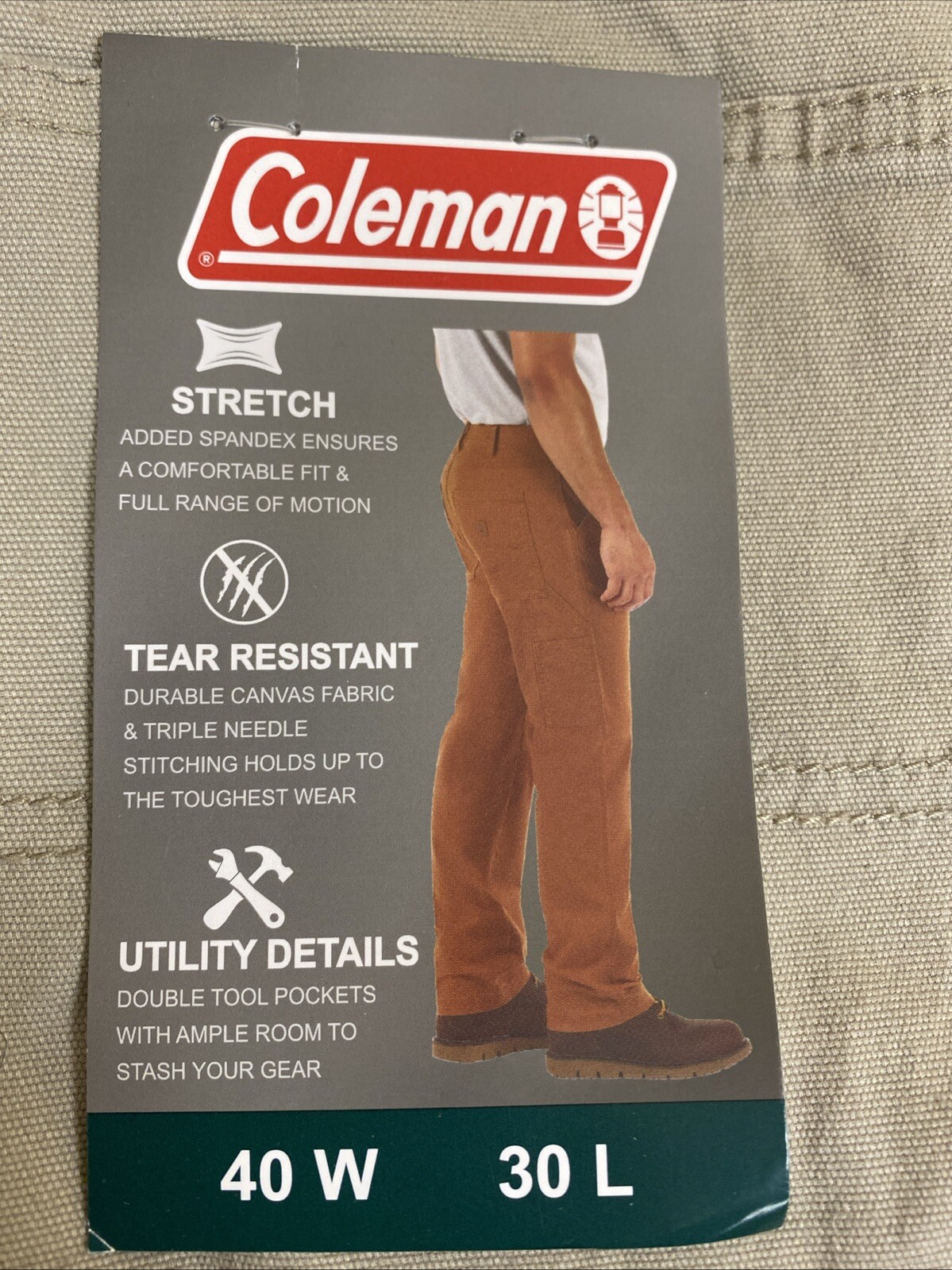 Coleman Men’s Utility Work Pant Size Assorted Sizes 2 Colors NWT