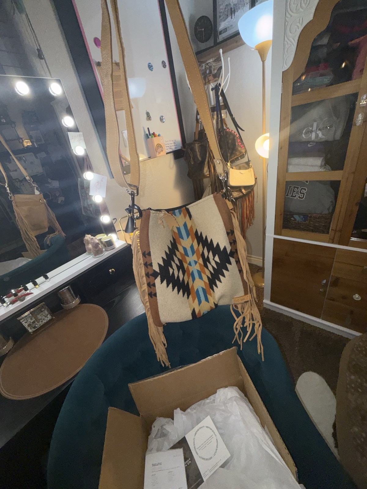 Mercy Grey Design Co Western P-Wool Geometric Fringe Crossbody/ Backpack custom