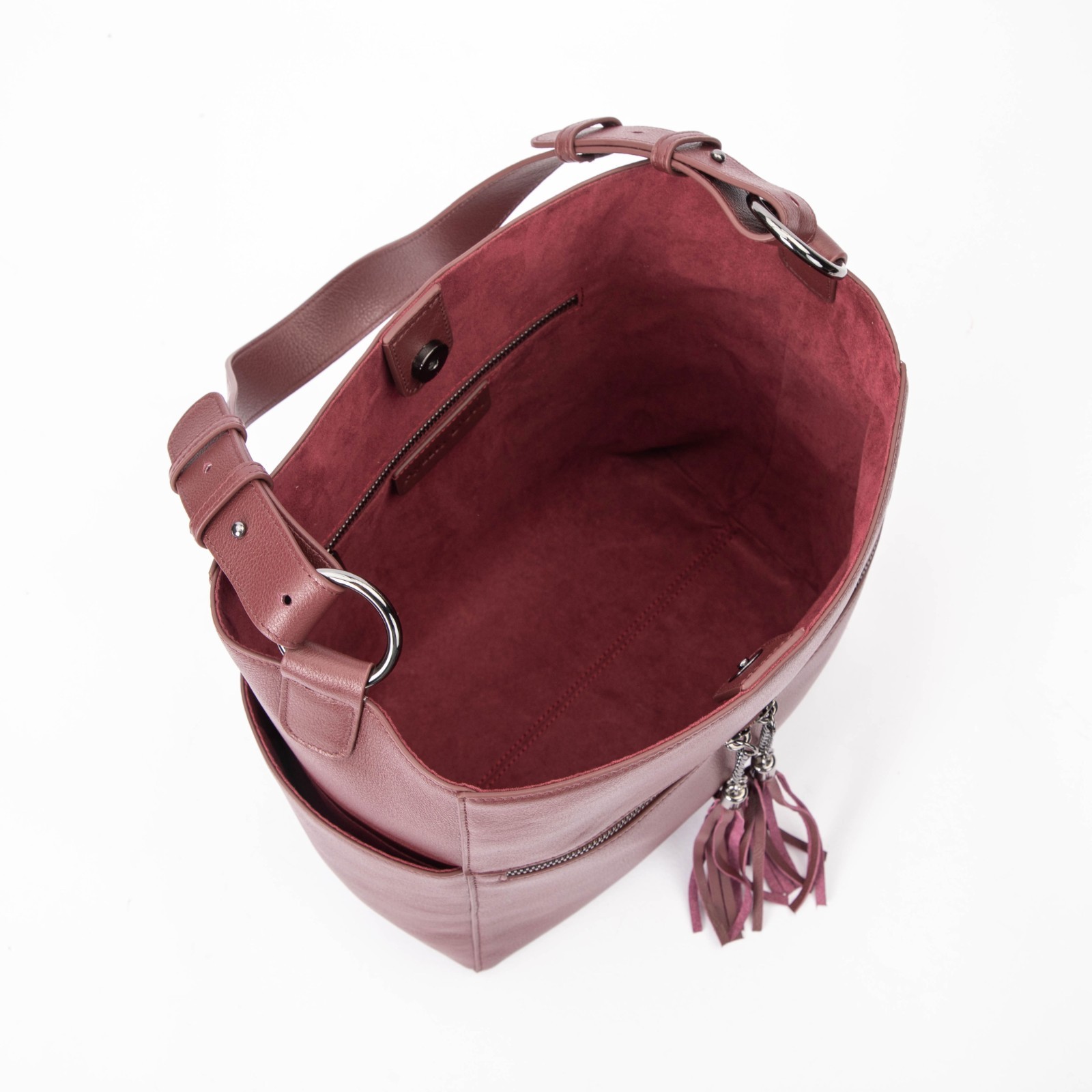 Women’s Leather Tote Bag Large Capacity Shoulder Purse – Wine Red