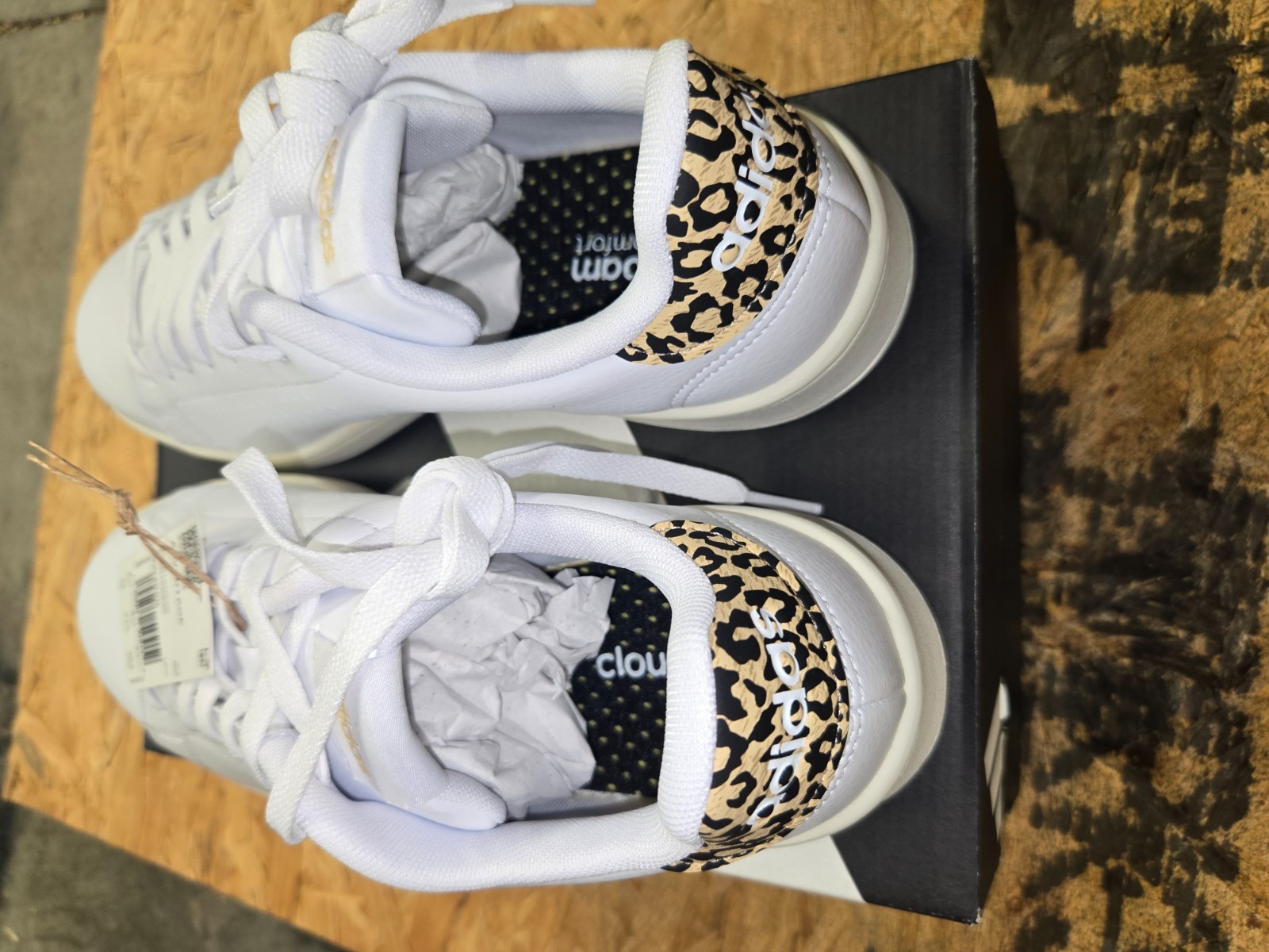 Size 10 – Adidas Advantage White Leopard W