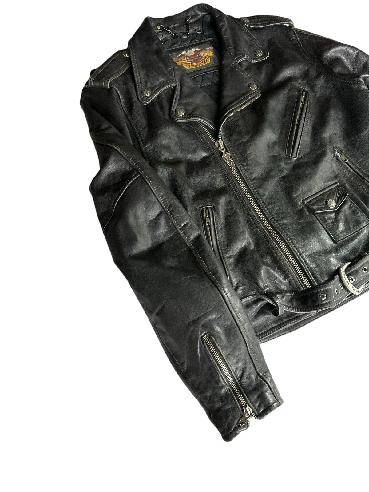 Vintage Harley-Davidson Black Eagle Leather Tassel Jacket Men’s Size 44 (Custom)