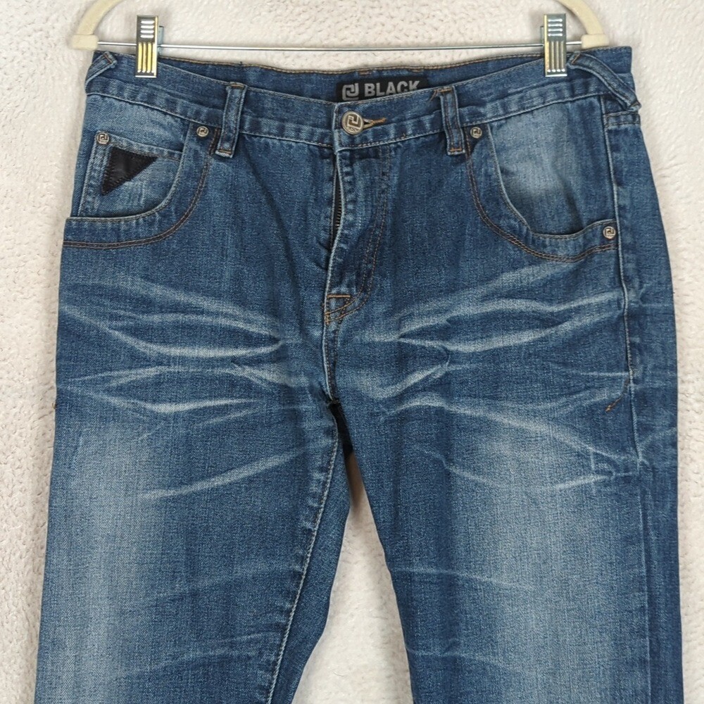 Black Premium Men’s Low Rise Slim Straight Fit Denim Jeans 32×32