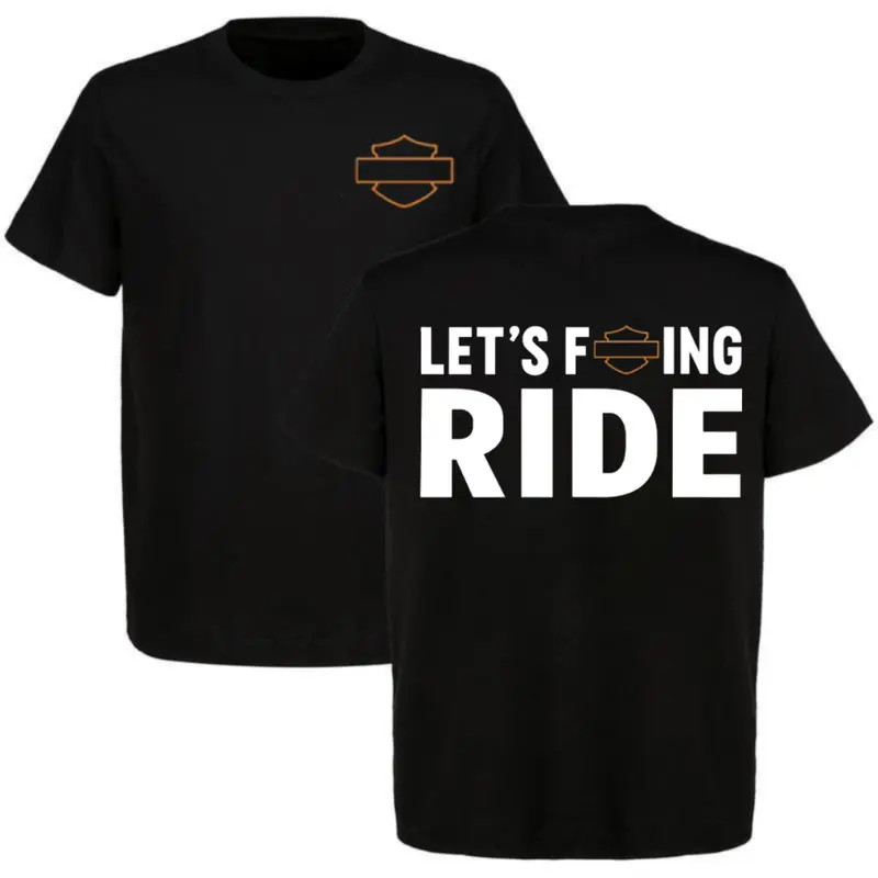 Lets F Ride Biker Motorcycle Graphic T-Shirt Men Vintage Streetwear Rider Tee