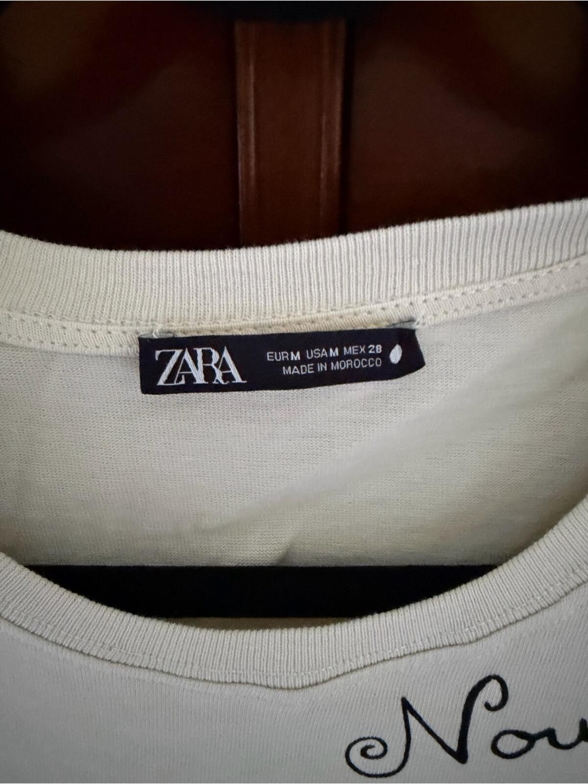 Zara Cream midnight graphic print short sleeved t-shirt NWOT L