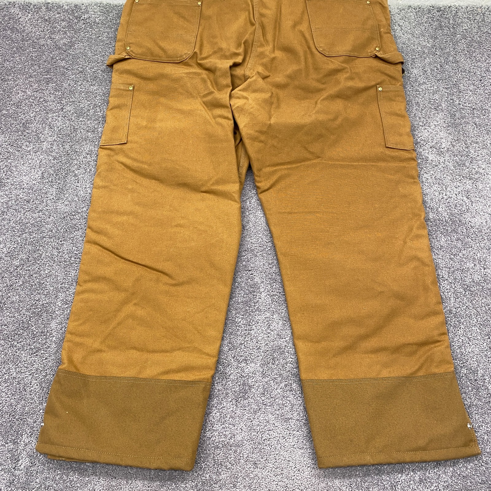 Carhartt Bib Overalls 48X32 Brown Canvas Quilt Lined Duck Zip-to-Thigh R41 BRN