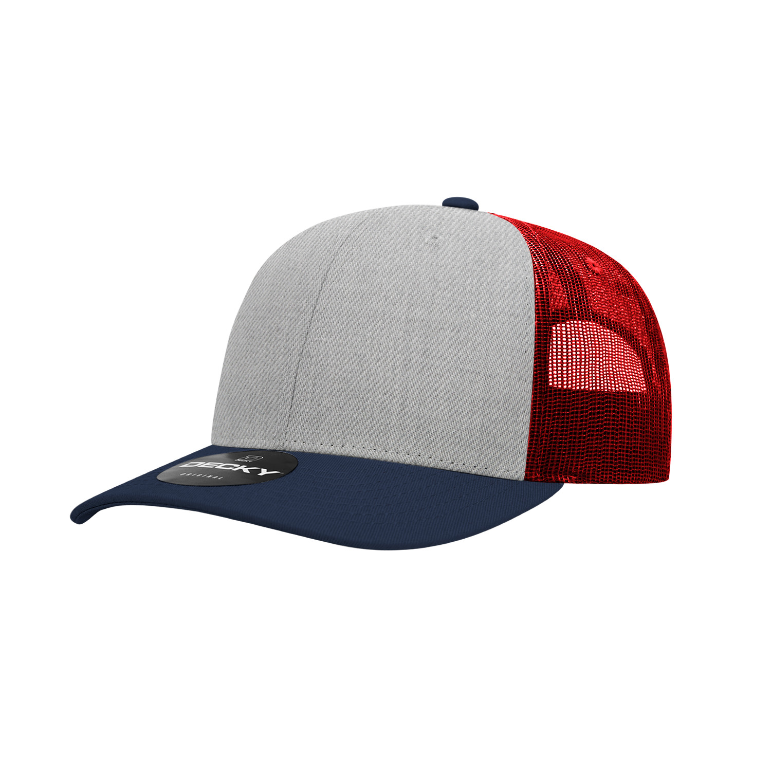 Decky Unisex 6 Panel Mid Profile Structured Cotton Blend Trucker Cap – 6021