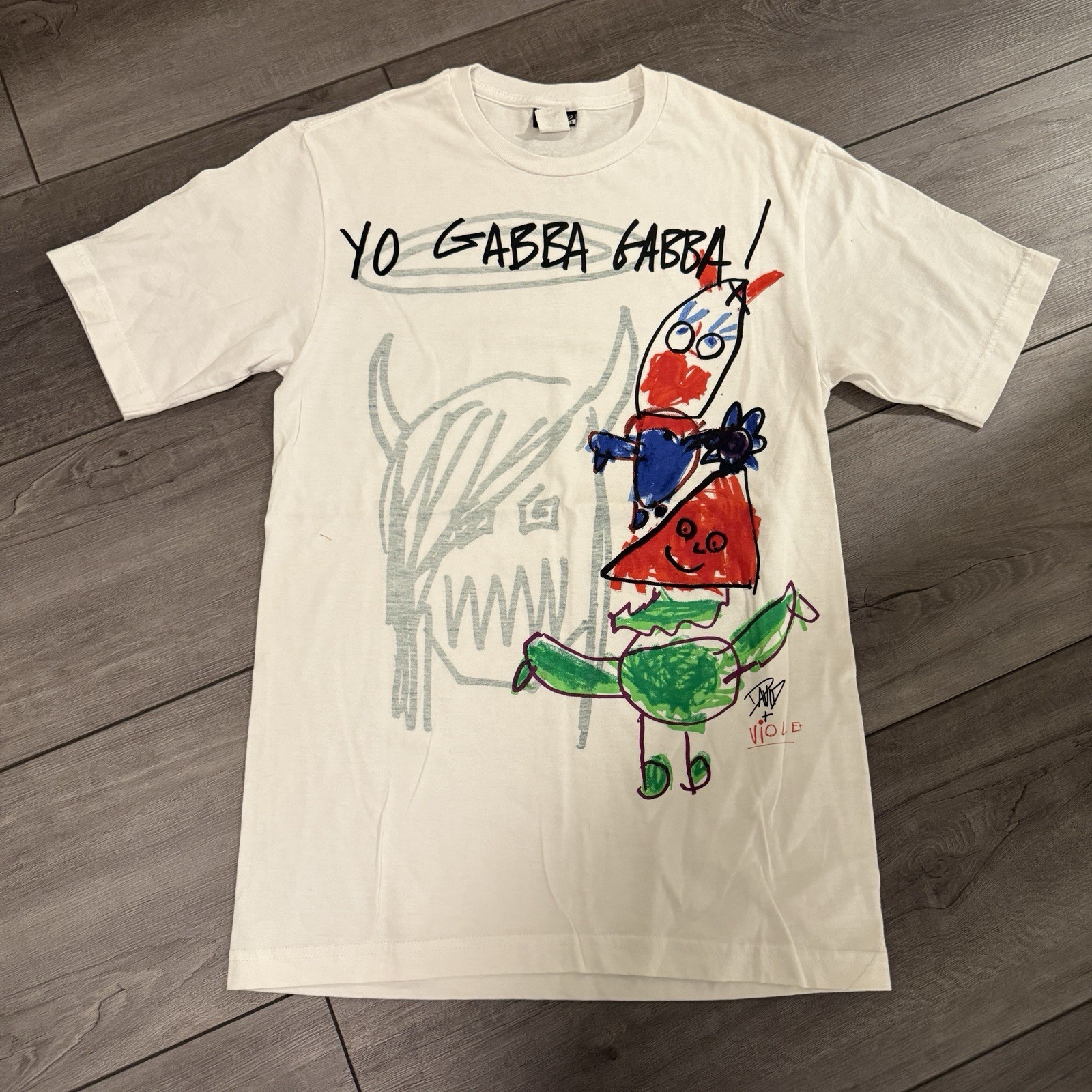 Volcolm Featured Artist Series X Yo Gabba Gabba White T-Shirt Size Small