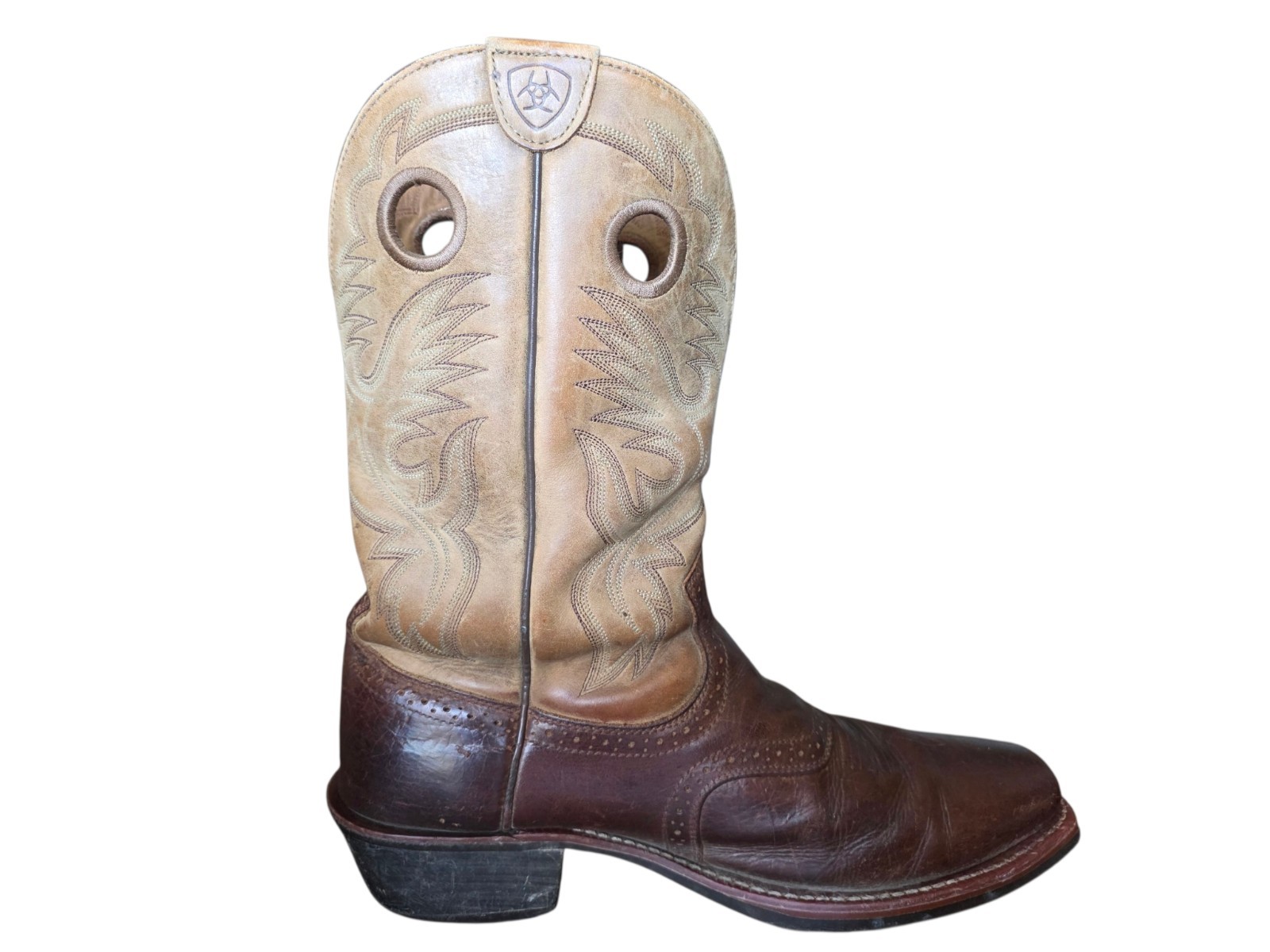 ARIAT ROUGHSTOCK BROWN BULLHIDE LEATHER SQUARE TOE COWBOY BOOTS #34828 MENS 13EE