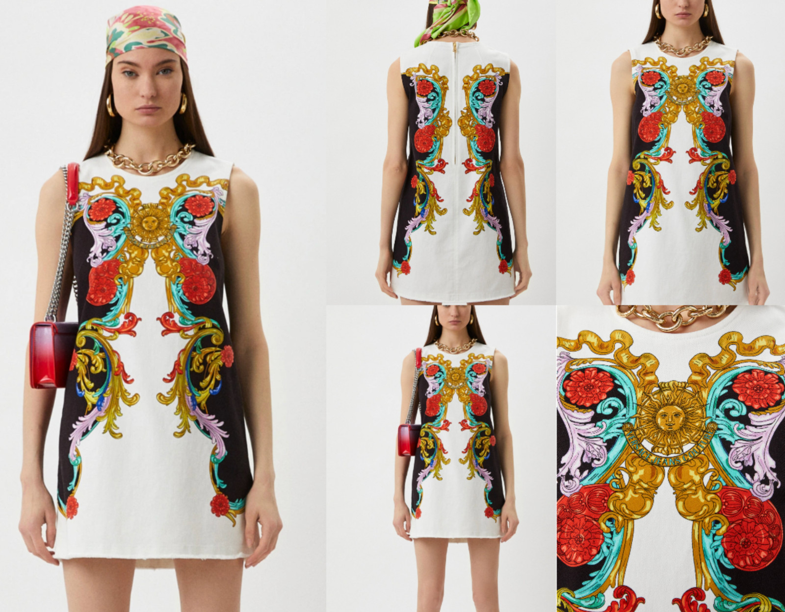 VERSACE JEANS COUTURE BULL PANEL SUN BAROQUE Denim Dress Denim Dress Mini Dress S