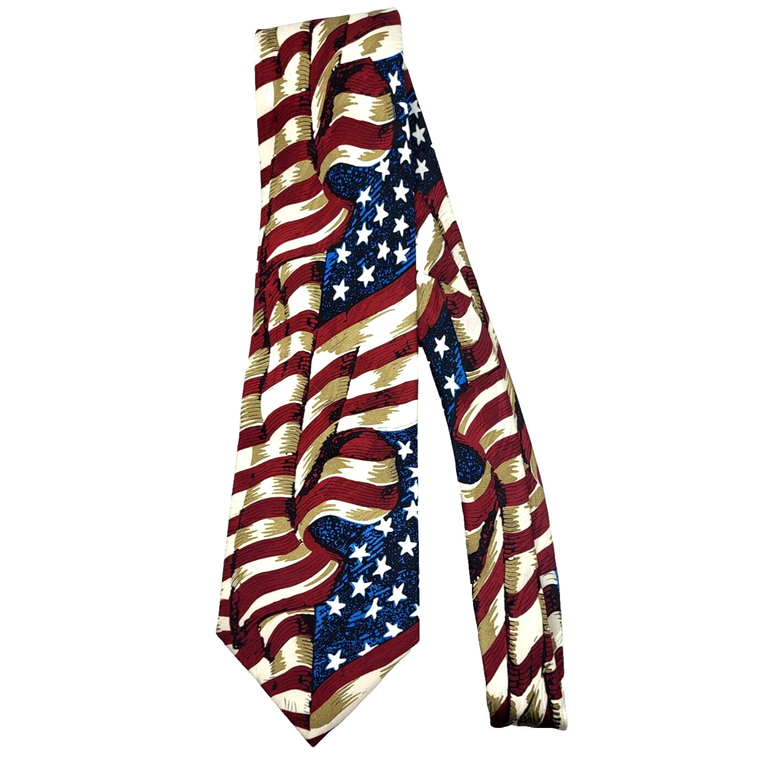 Museum Artifacts Old Glory Patriotic Silk Tie w/Tag 61×3 7/8″ NEW
