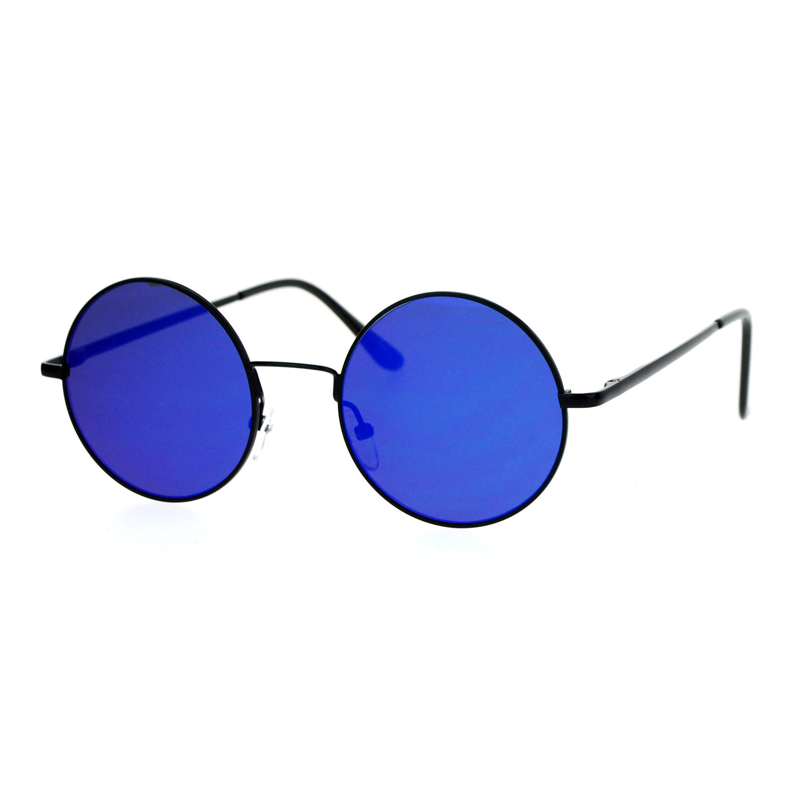 Round Circle Frame Sunglasses Unisex Thin Metal Spring Hinge Flat Lens