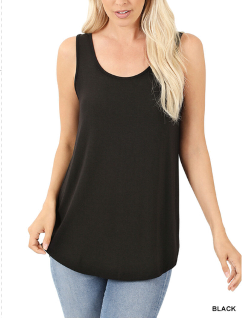 ZENANA 8507 PLUS Real Modal Sleeveless Tank Top Round Hem