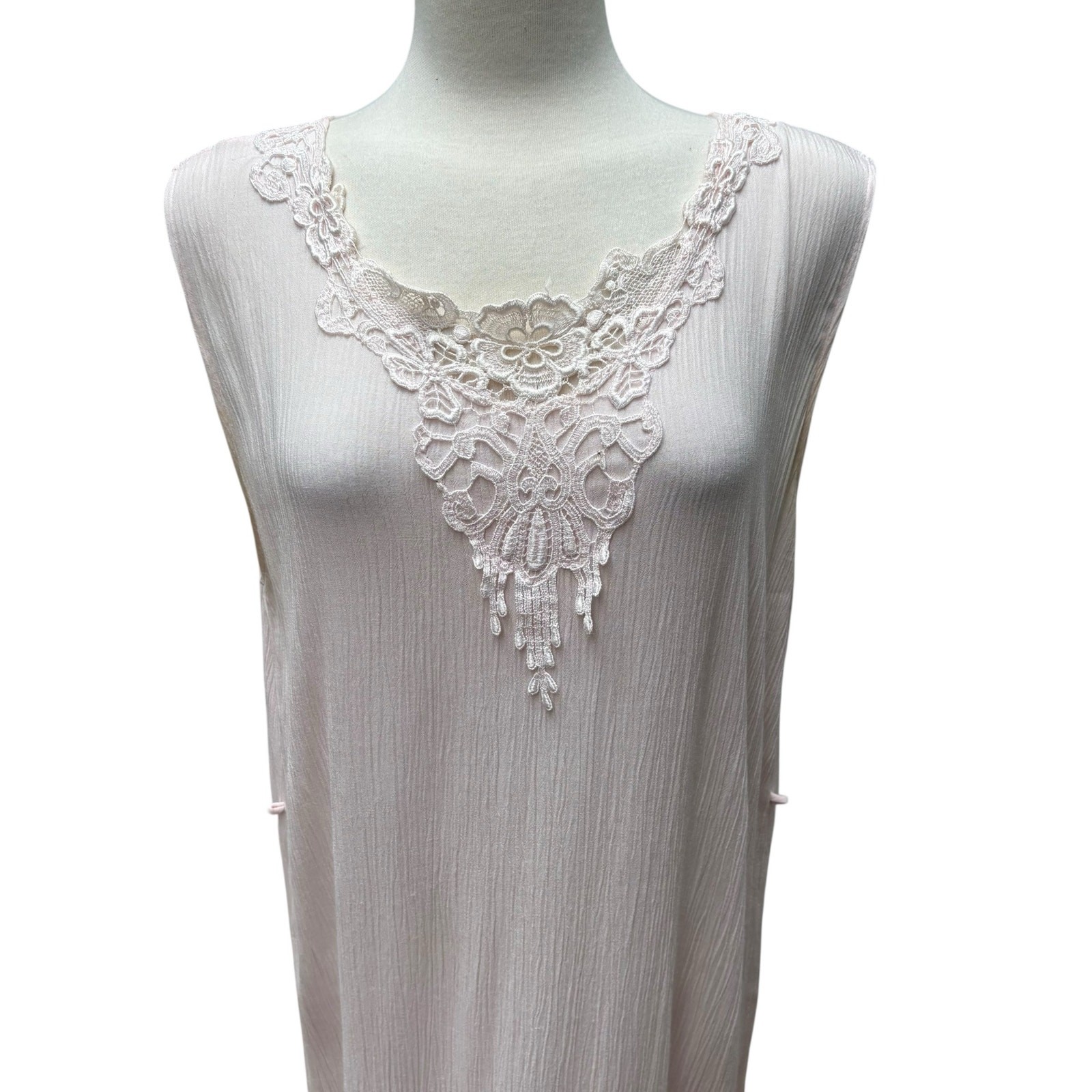 VTG Magnet Art Lynn Yang 2 Piece Set Maxi Dress Top Sz L Pastel Pink Crochet 90s