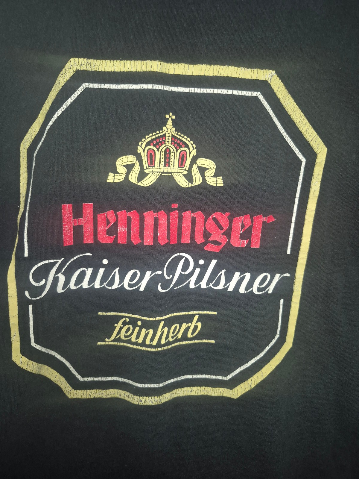 Vintage Henninger Kaiser Pilsner Beer T Shirt XL Hanes Beefy 90s German Brewery
