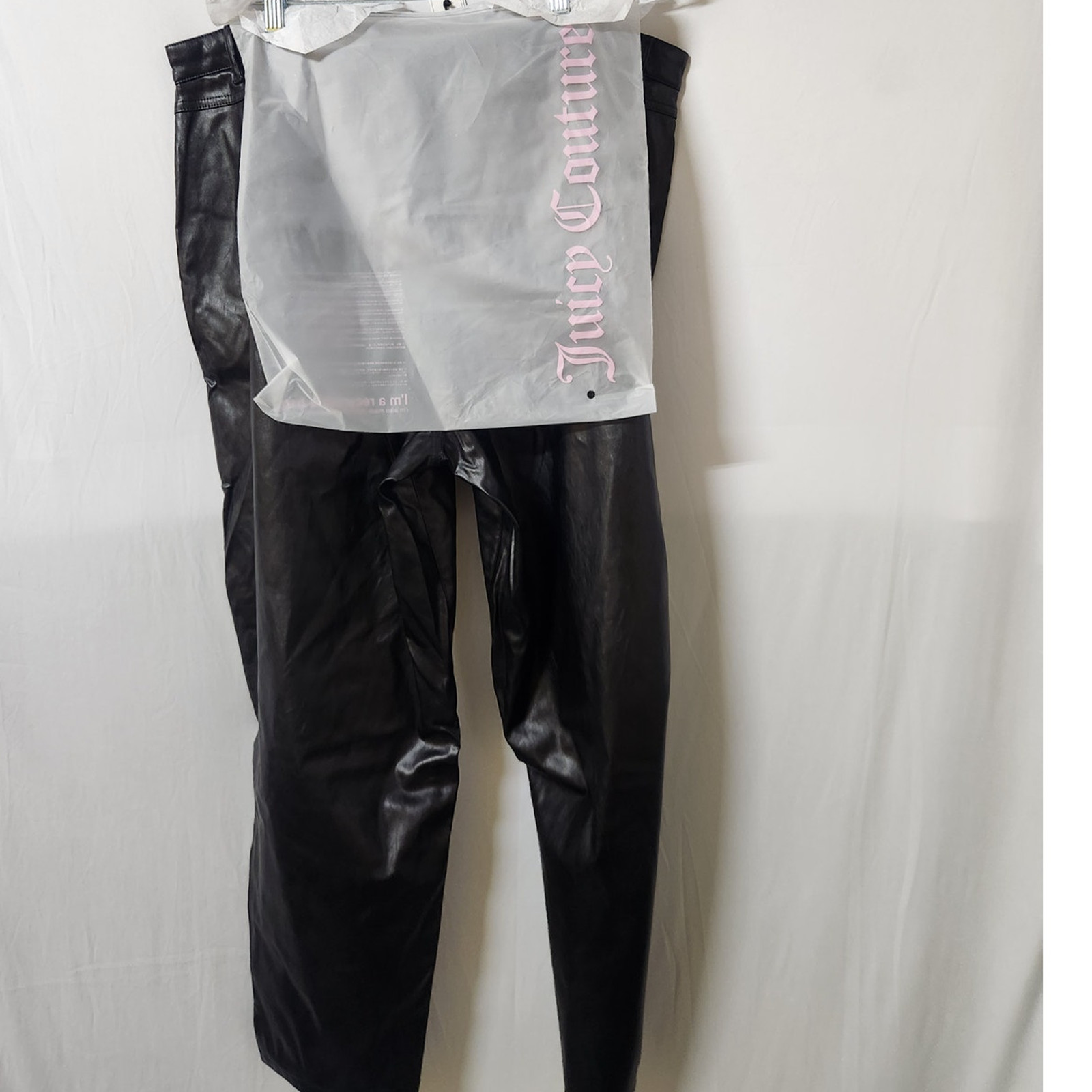 Juicy Couture Black Faux Leather Pants Plus Size 18W High Rise Slim Leg NWT