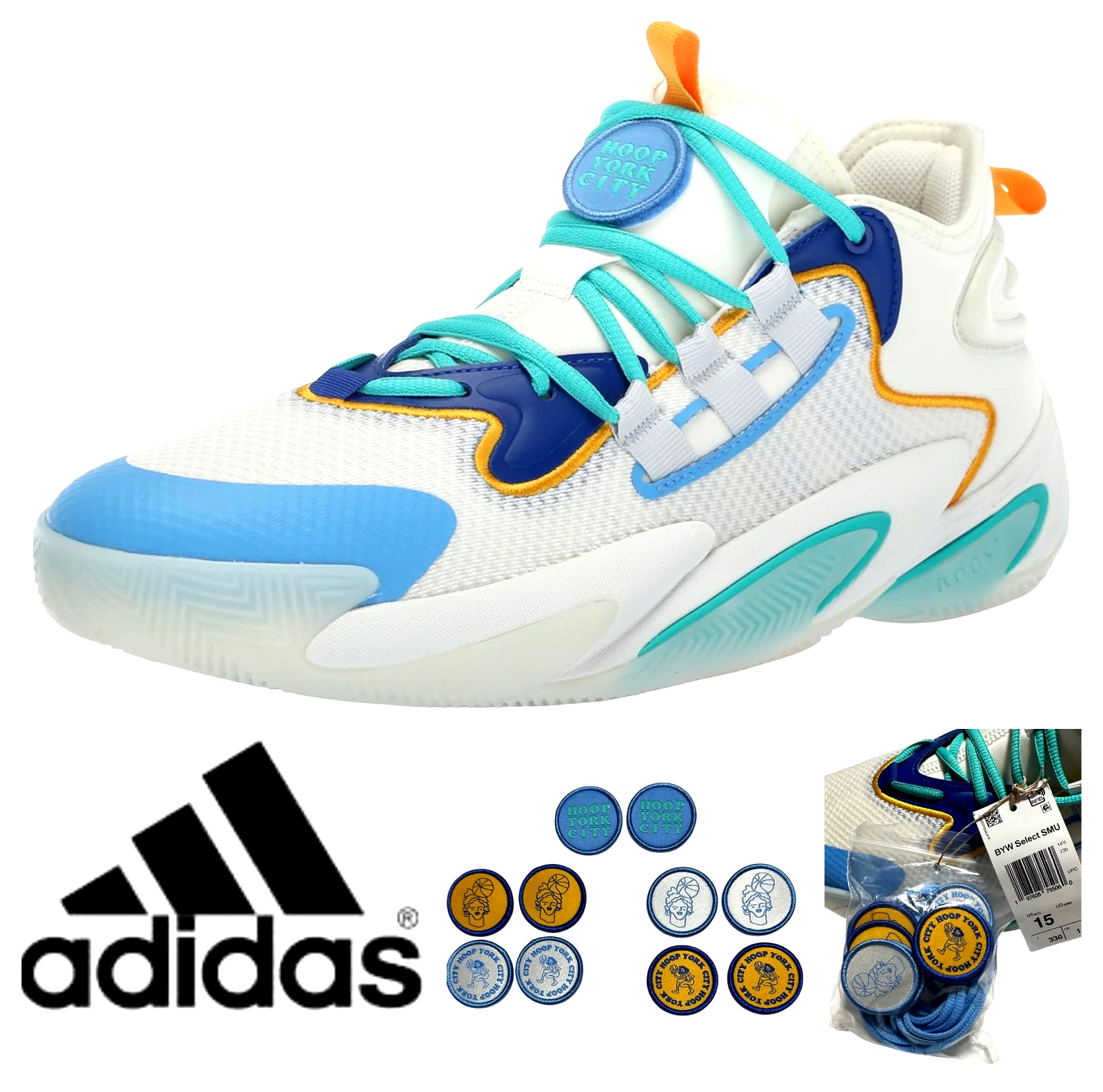 Adidas BYW Select SMU Basketball Shoes Sneakers Mens Size 15 White Blue + NEW