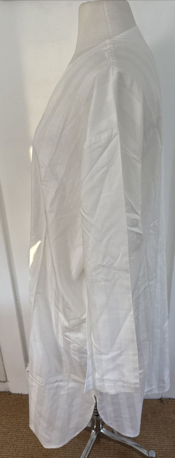 NWT Traditions Pamela Kline Night Shirt 100% Cotton Wht Tuxedo Stripe One Size