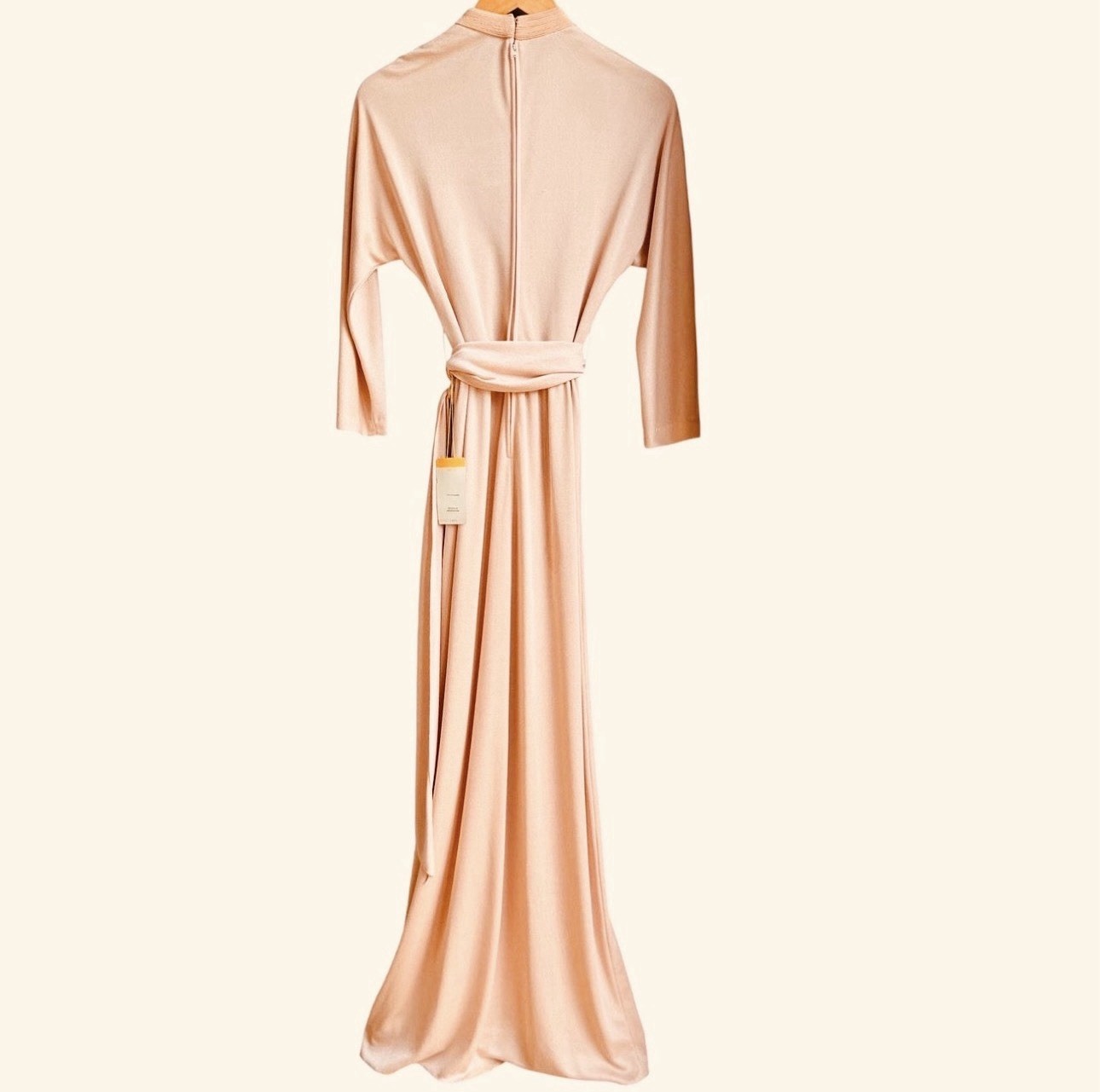Vintage 70’s NWT Rona NY Peach Gown ILGWU Dress Slinky Tulip Sz 12 Neiman Marcus