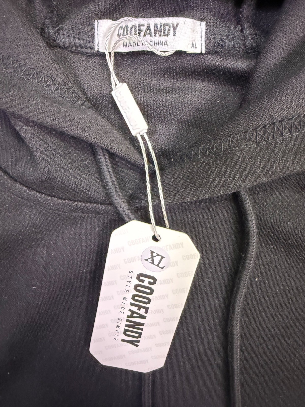 Coofandy Mens Black Hooded Pullover Sweatshirt Casual Style Size XL
