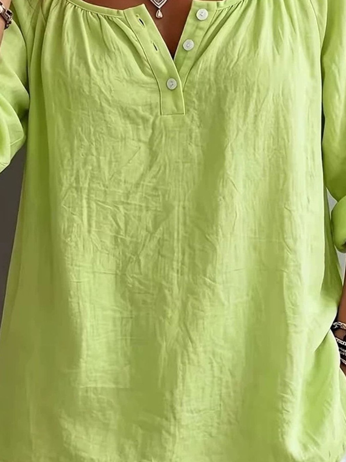 Voidism – Womens Button Detail Long Sleeve Top. A Casual Pullover.