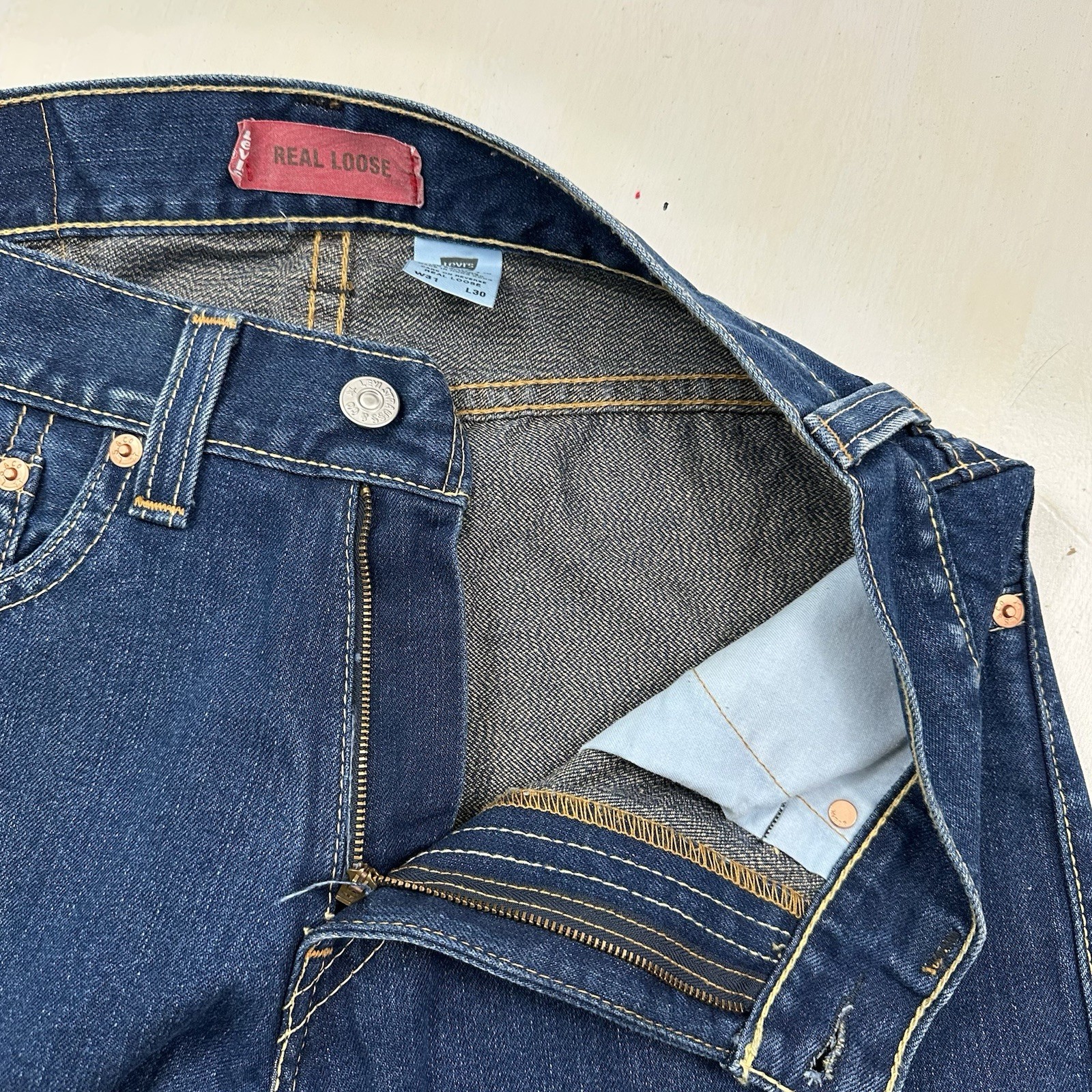 Y2K VTG LEVI’S TYPE 1 REAL LOOSE Jeans Men Actual 31×26 BAGGY Skater Blue Denim