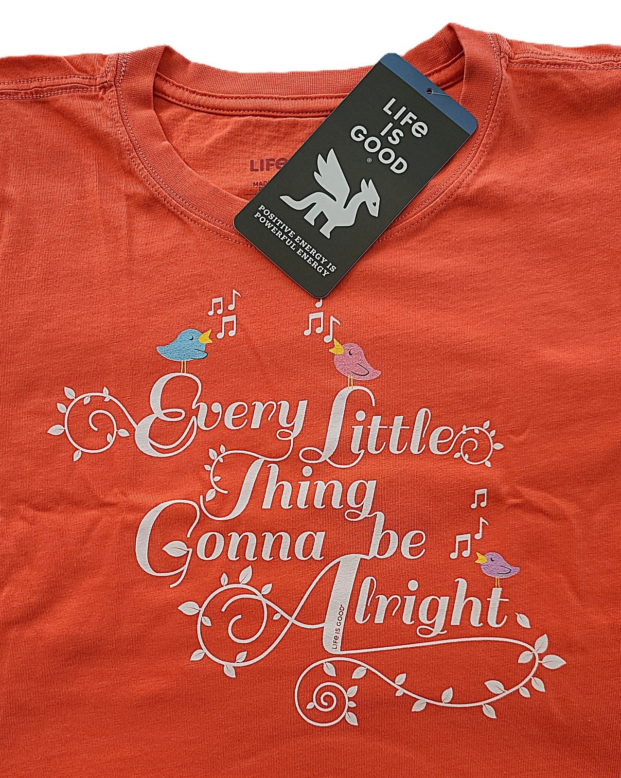 Life Is Good SS Shirt Crusher Tee EVERY LITTLE THING Bird Script 47in Womens XL