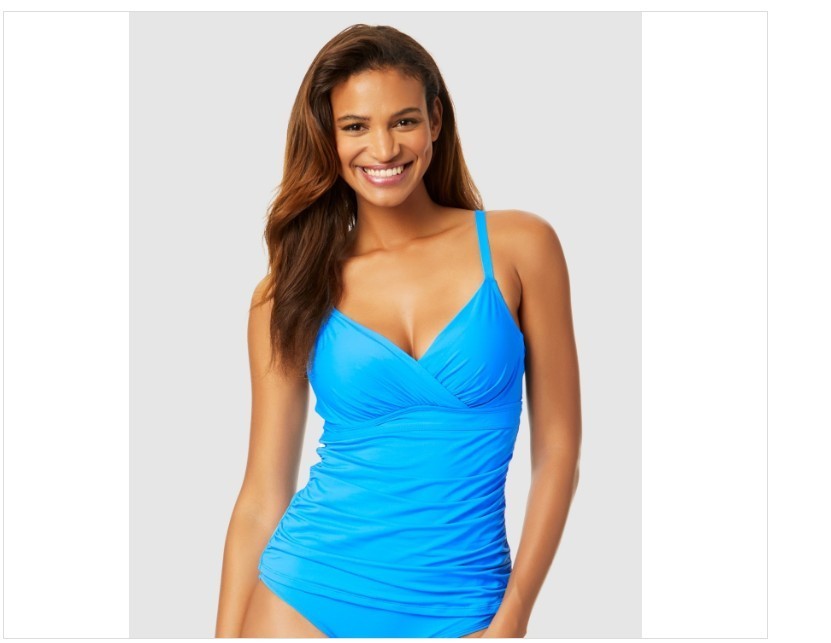 Anne Cole Woman’s Twist Front Underwire Tankini Top 32DD/34D Arctic Blue