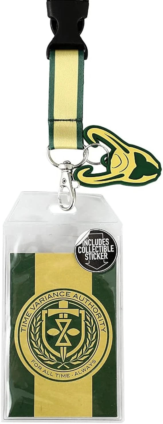 Marvel Disney Loki TVA ID Badge Holder Breakaway Lanyard with Rubber Charm