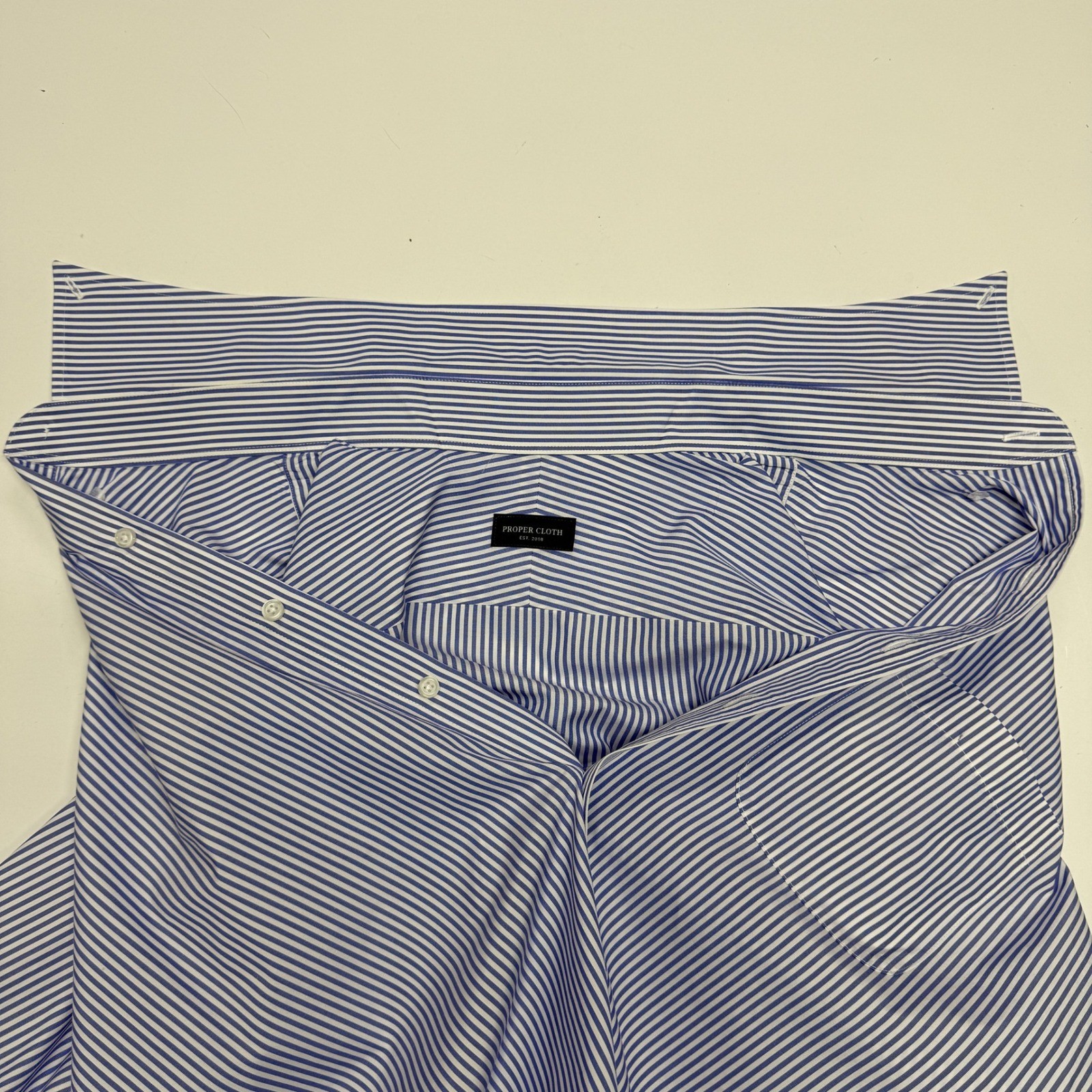 Proper Cloth Dress Shirt Mens 19.5 3X Blue White Striped Button Down Broadcloth