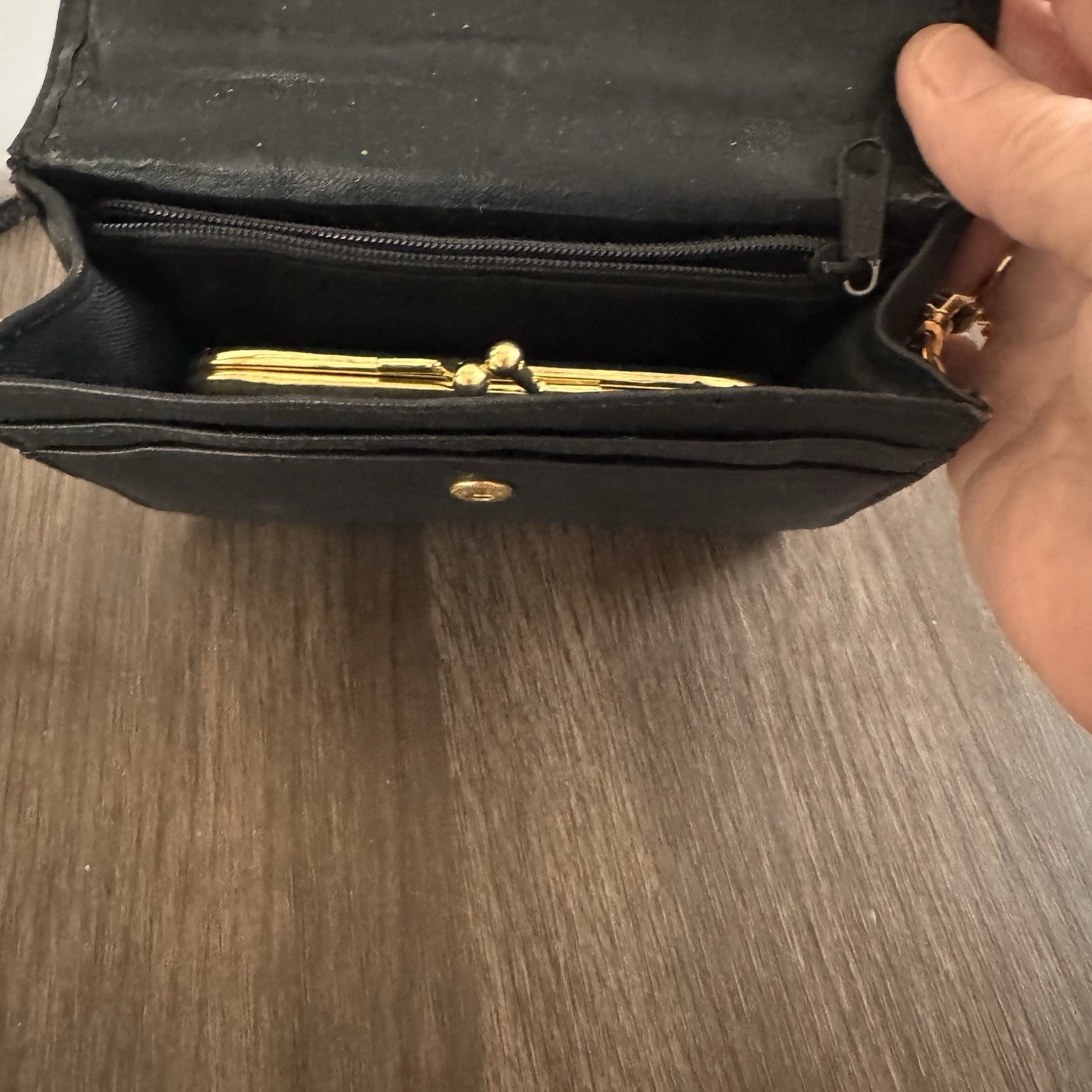 Vintage Genuine Leather Crossbody Organizer Wallet Belt Bag Kiss Lock Coin Purse