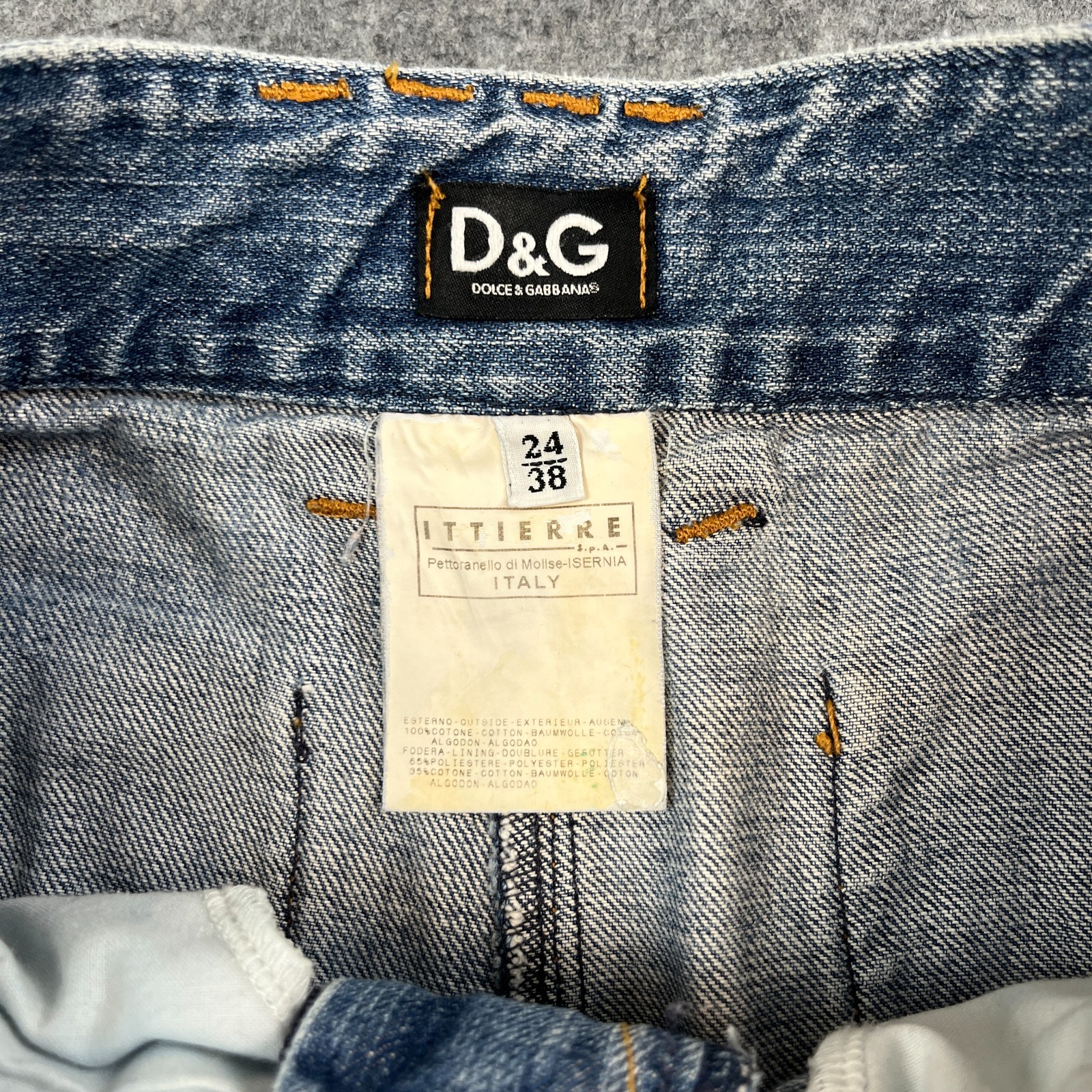 D&G Womens Jeans Bootcut Flare 24 32 UK 6 Low Rise Panel Vintage Italian Y2K 00s