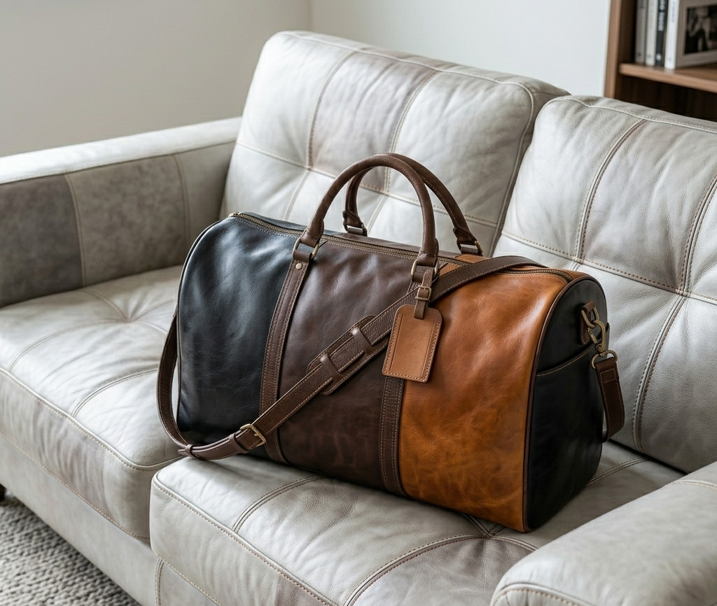 Real Leather Duffel Bag for Men Women Travel Overnight Weekend sports Gym Carry