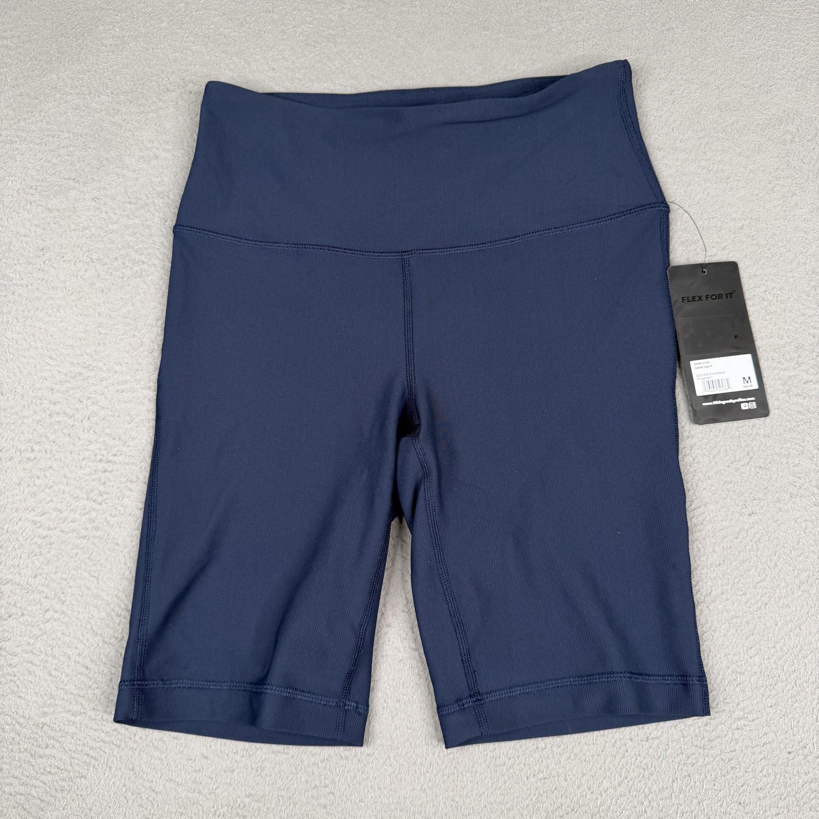 90 Degree By Reflex Shorts Womens Medium Dark Navy Lux Rib 9″ High Waist Bike