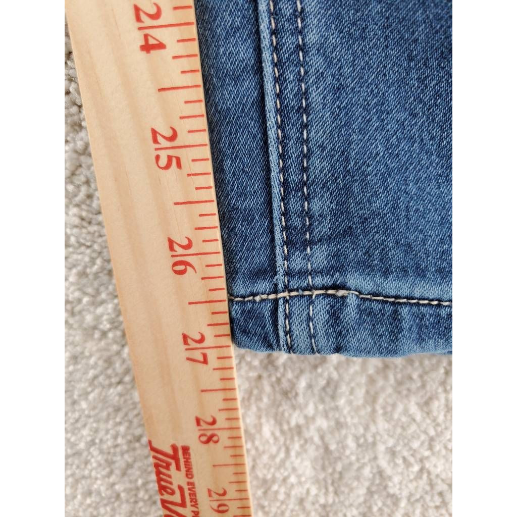 Amethyst Cropped Jeans Blue Whiskered Pockets Stretch Mid Rise Denim woman’s 14S